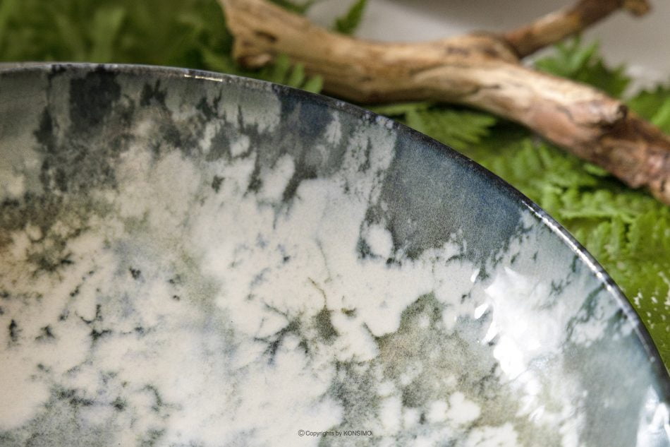 FINGO Porcelánový zelený boho hlboký tanier viacfarebné - obrázok 5