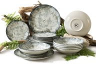 Porcelánová jedálenská súprava boho zelená 6os. (18 ks.)