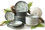 Porcelánová jedálenská súprava boho zelená 12os. (36 ks.)