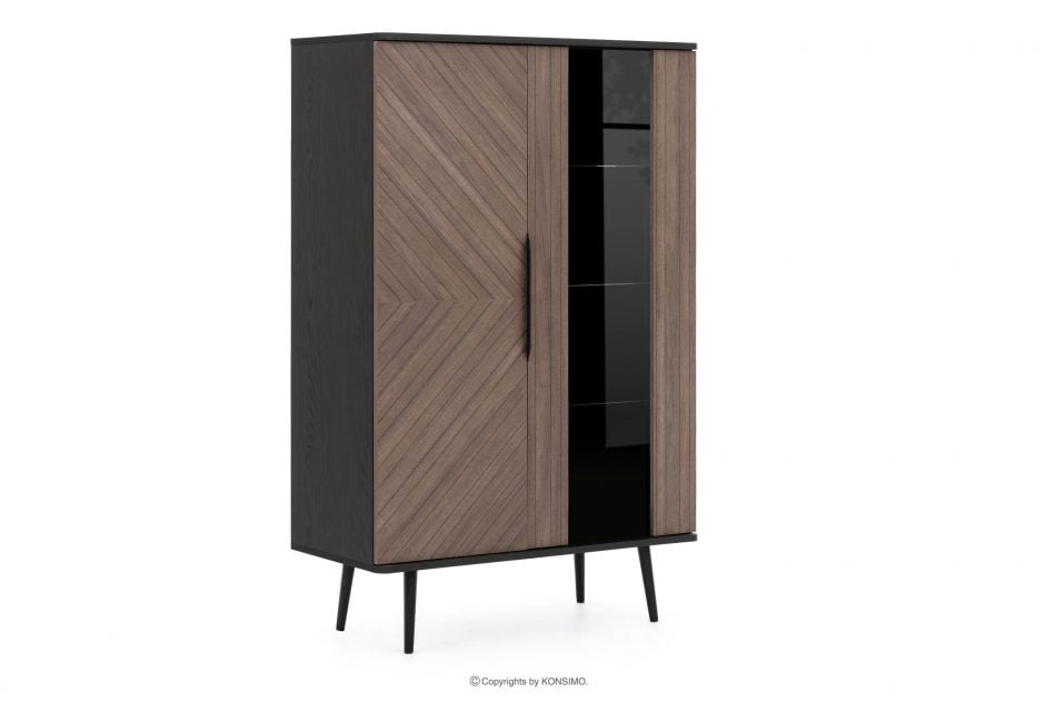 LANDI Veľká skriňa na vysokých nohách čierna/hnedá - obrázok 0