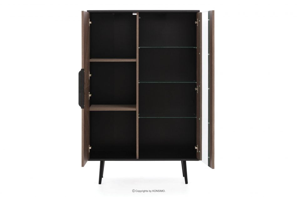 LANDI Veľká skriňa na vysokých nohách čierna/hnedá - obrázok 3