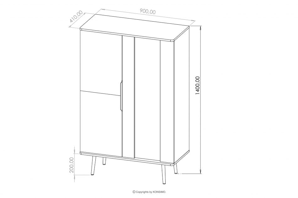 LANDI Veľká skriňa na vysokých nohách čierna/hnedá - obrázok 4