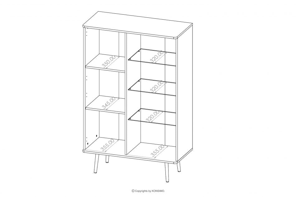 LANDI Veľká skriňa na vysokých nohách čierna/hnedá - obrázok 5