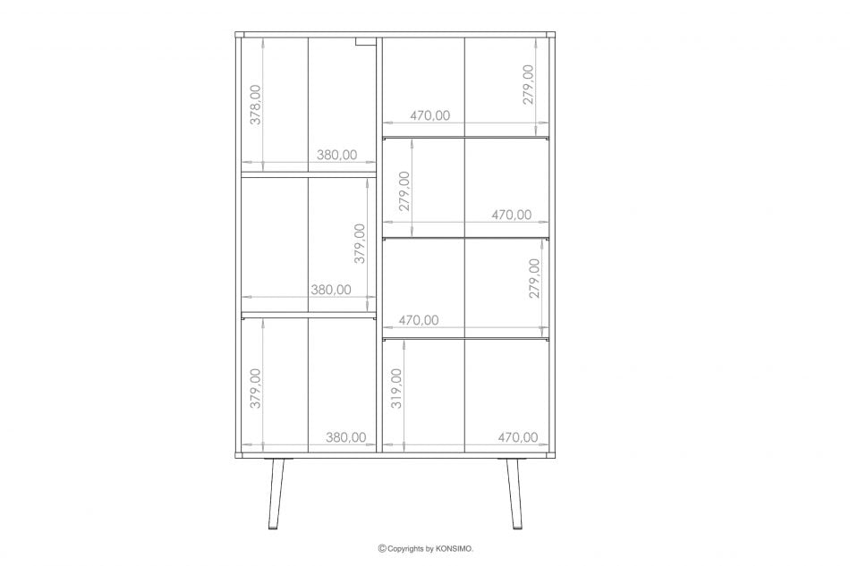 LANDI Veľká skriňa na vysokých nohách čierna/hnedá - obrázok 6