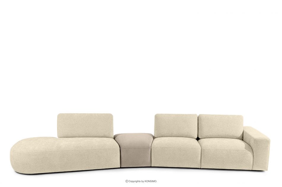 ZUCCO Veľká rohová rozkladacia pohovka šenil/velúr krémová vľavo krémová - obrázok 0