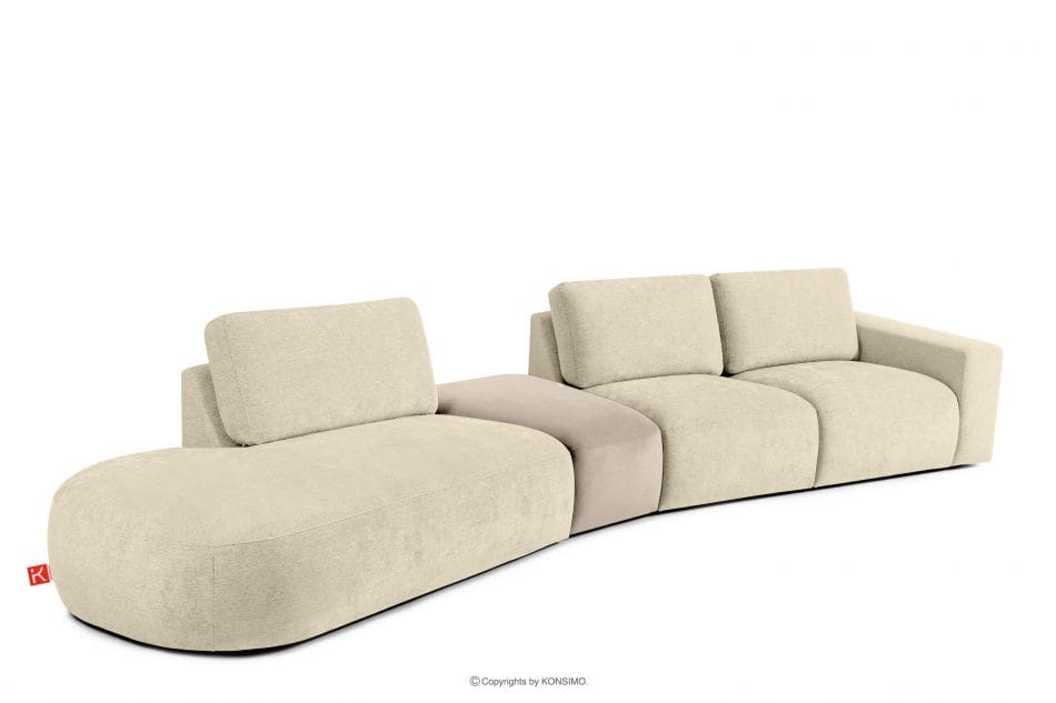 ZUCCO Veľká rohová rozkladacia pohovka šenil/velúr krémová vľavo krémová - obrázok 2