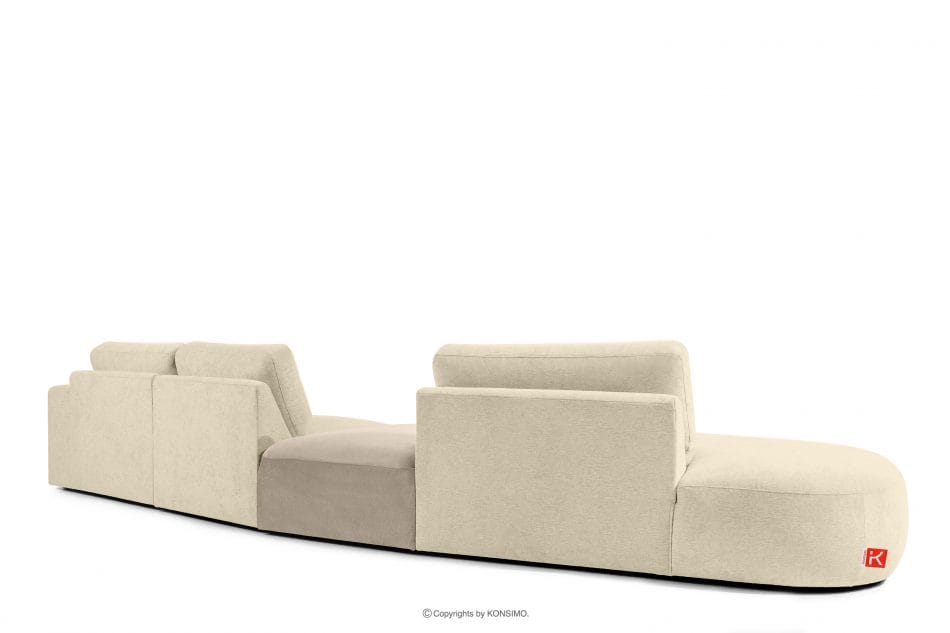 ZUCCO Veľká rohová rozkladacia pohovka šenil/velúr krémová vľavo krémová - obrázok 3