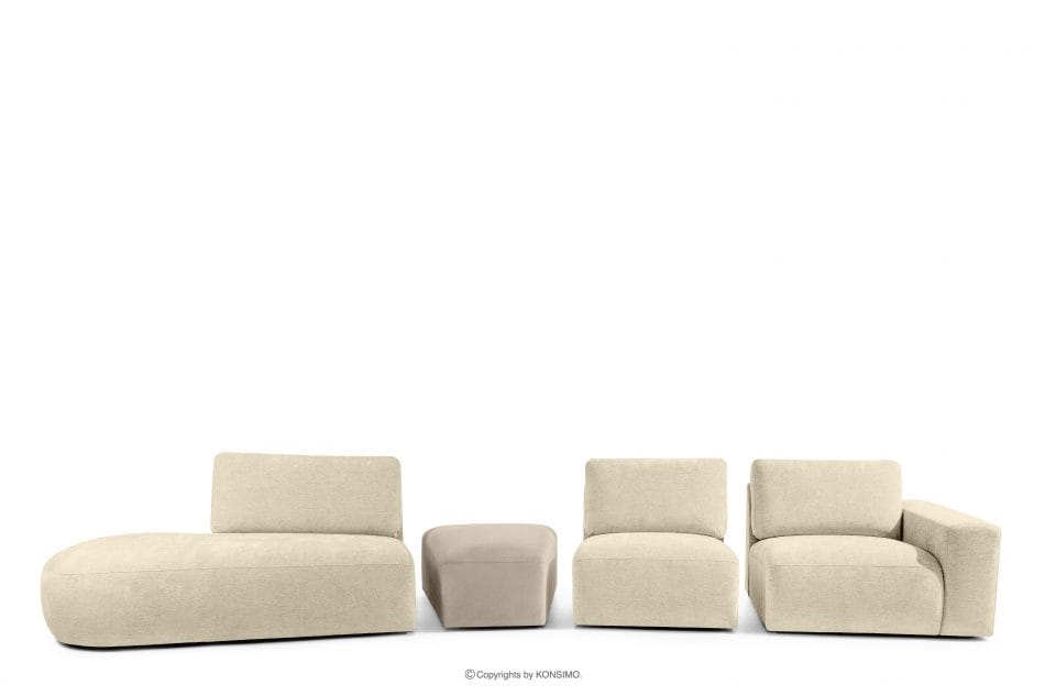 ZUCCO Veľká rohová rozkladacia pohovka šenil/velúr krémová vľavo krémová - obrázok 4