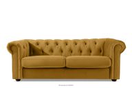 Trojmiestna pohovka chesterfield vo velúrovej žltej farbe