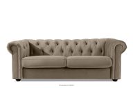 Trojmiestna pohovka chesterfield vo velúrovej béžovej farbe
