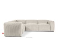 Pohodlná rohová sedačka z modulárnej tkaniny corduroy cream left