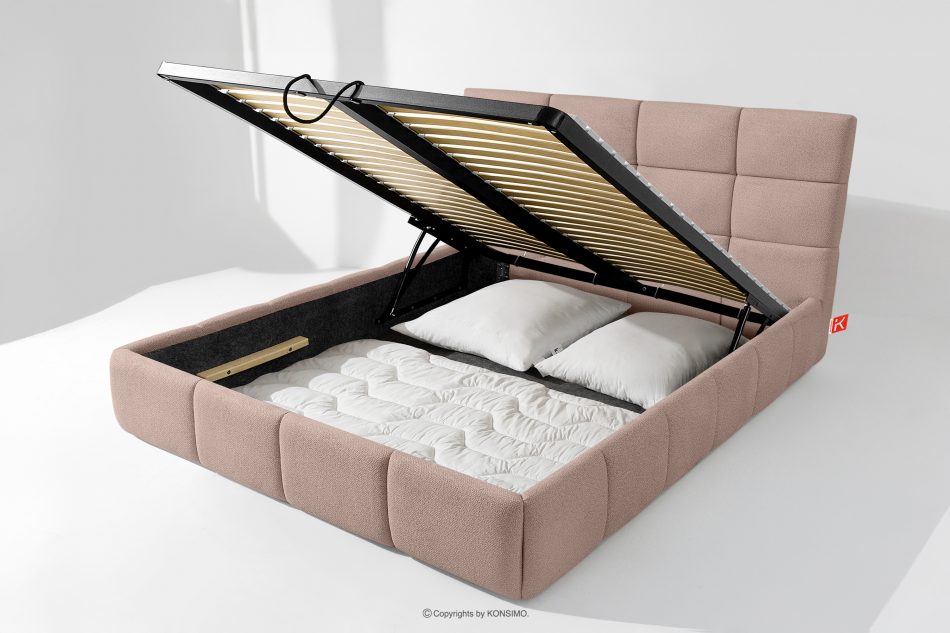 ALTOS Posteľ 160 cm z látky boucle ružová ružová - obrázok 9