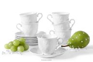 Šálka na kávu s podšálkou 6 ks z porcelánu biela 100ml