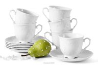 Šálka na čaj s podšálkou 6 ks z porcelánu biela