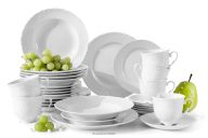 Jedálenský a kávový servis pre 6 osôb (30 kusov) porcelán biela