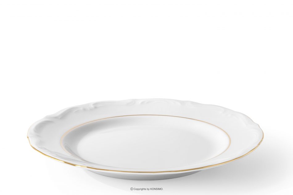 CHODZIEZ MARIA TERESA Klasický porcelánový dezertný tanier biela/zlatá línia biela/zlatá - obrázok 0