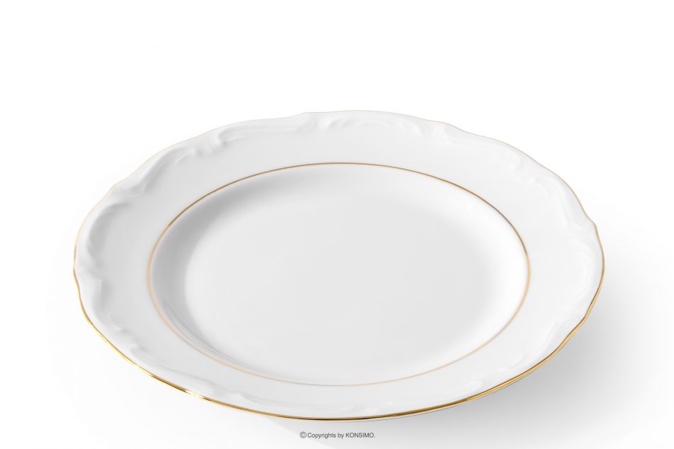 CHODZIEZ MARIA TERESA Klasický porcelánový dezertný tanier biela/zlatá línia biela/zlatá - obrázok 2