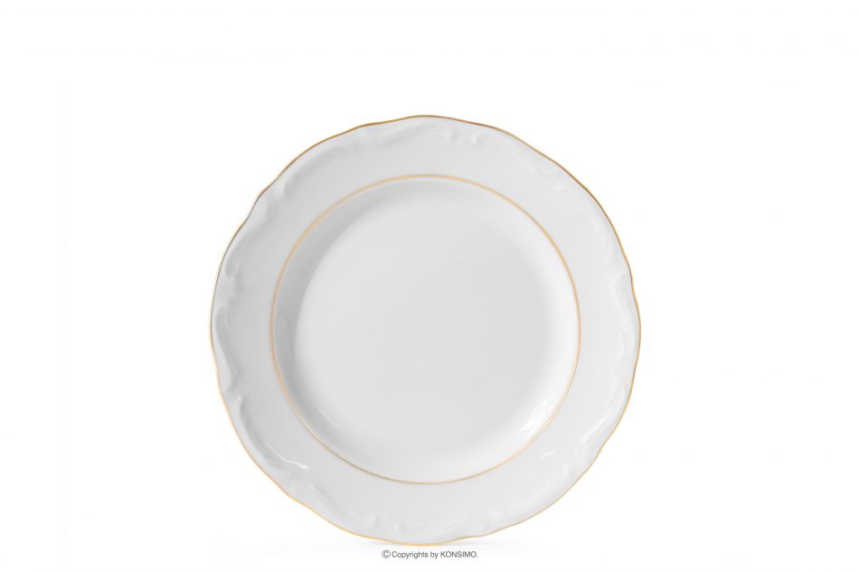 CHODZIEZ MARIA TERESA Klasický porcelánový dezertný tanier biela/zlatá línia biela/zlatá - obrázok 3
