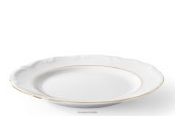 Klasický jedálenský tanier z porcelánu biela/zlatá línia
