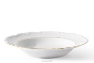 Klasický hlboký tanier z porcelánu biela/zlatá línia