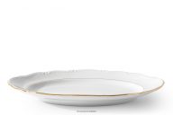 Klasický servírovací tanier z porcelánu biela/zlatá línia
