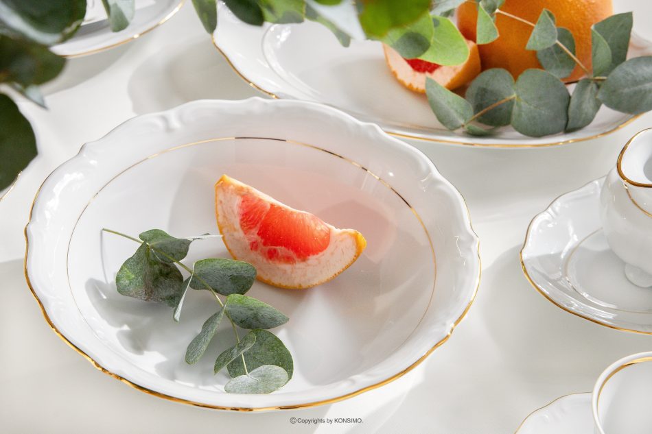 CHODZIEZ MARIA TERESA Klasická porcelánová miska biela/zlatá línia biela/zlatá - obrázok 1