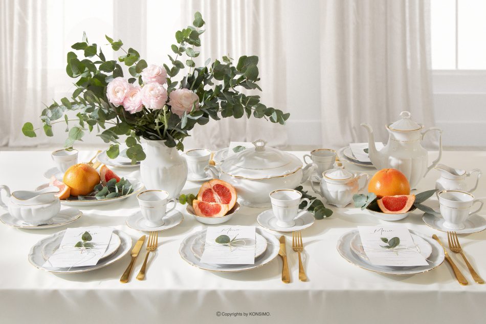 CHODZIEZ MARIA TERESA Klasická porcelánová miska biela/zlatá línia biela/zlatá - obrázok 6