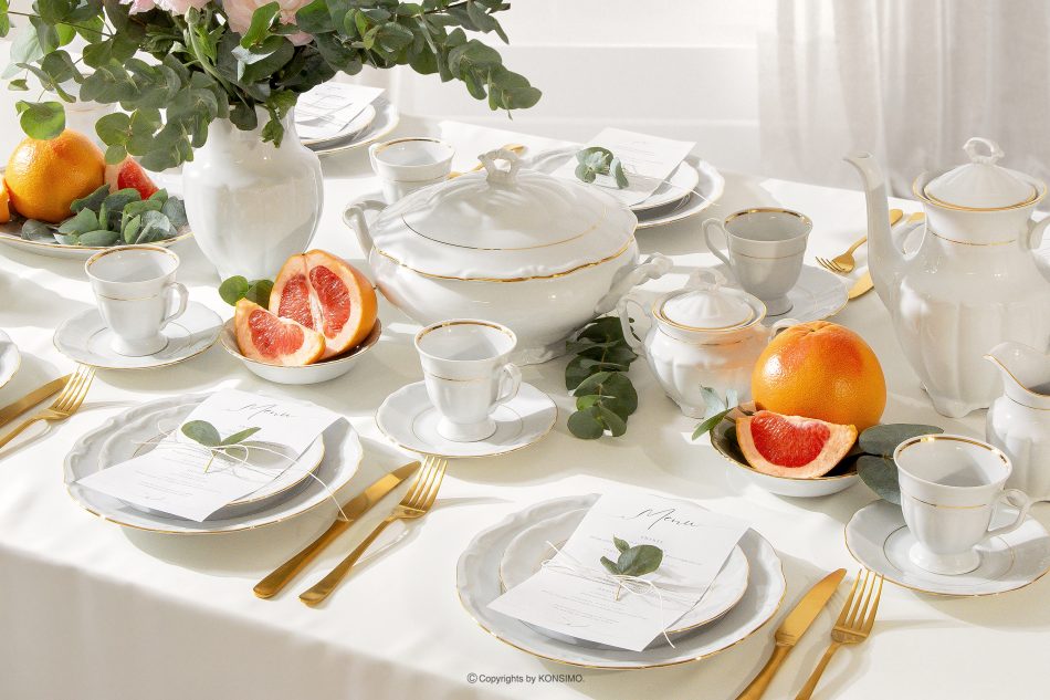CHODZIEZ MARIA TERESA Klasická porcelánová miska biela/zlatá línia biela/zlatá - obrázok 7