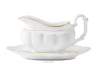 Nádoba na omáčku s tanierikom classic v porcelánovej bielo-zlatej farbe
