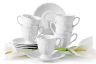 Šálka s podšálkou 6 ks klasický biely porcelán