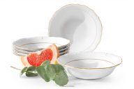 Šalátová misa 6 ks klasická porcelánová biela/zlatá línia