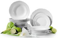 Jedálenská súprava z klasického porcelánu 6 osôb (18 ks) biela