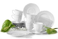 Klasická porcelánová súprava na kávu 6 osôb (18 ks) biela