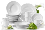 Porcelánová jedálenská a kávová súprava Classic pre 6 osôb (30 ks) biela
