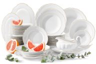Porcelánová jedálenská súprava Classic pre 12 osôb (44 ks) biela/zlatá línia