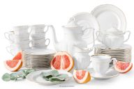 Porcelánová kávová súprava Classic 12 osôb (39 ks) biela/zlatá línia
