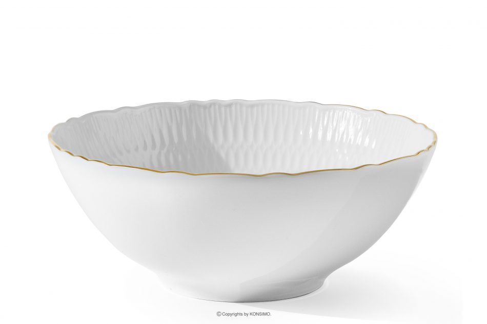 CMIELOW SOFIA Porcelánová šalátová misa biela biela/zlatá - obrázok 0