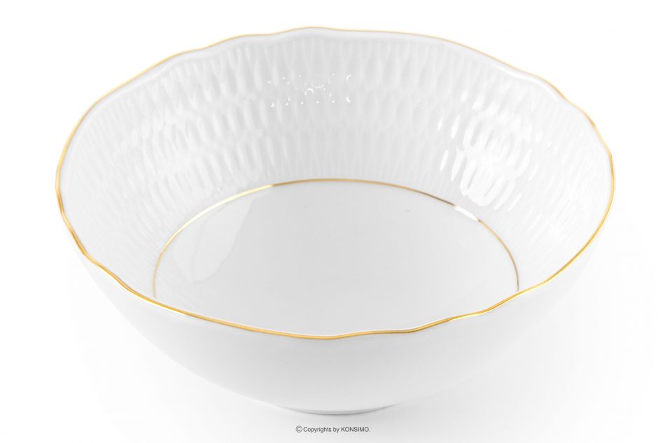 CMIELOW SOFIA Porcelánová šalátová misa biela biela/zlatá - obrázok 2
