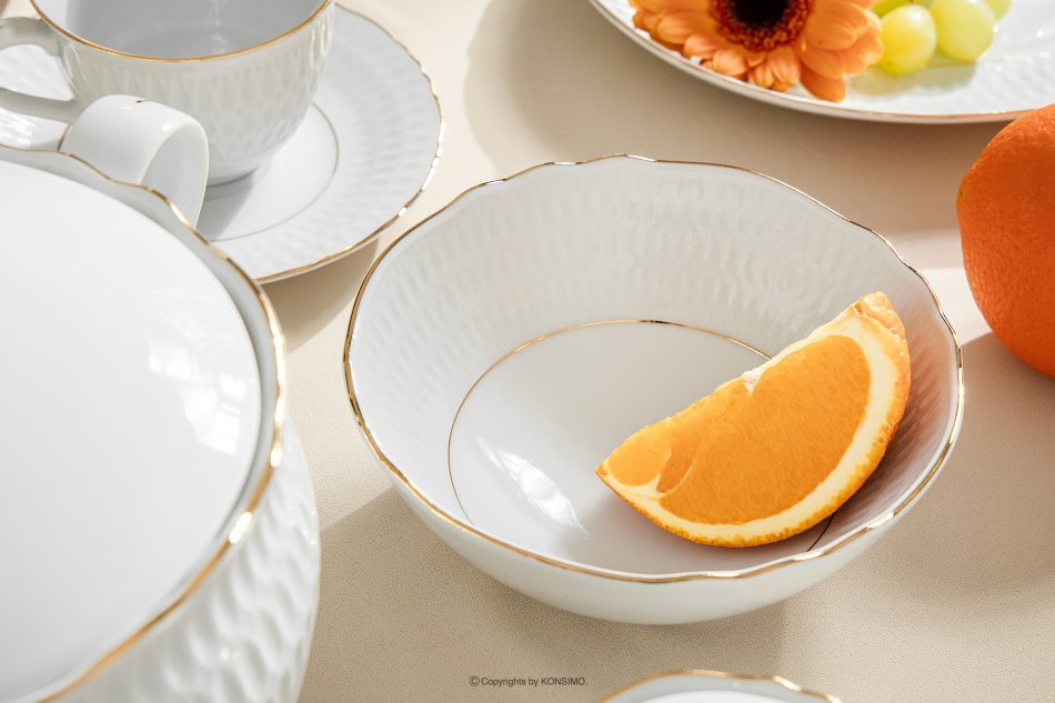 CMIELOW SOFIA Porcelánová šalátová misa biela biela/zlatá - obrázok 1