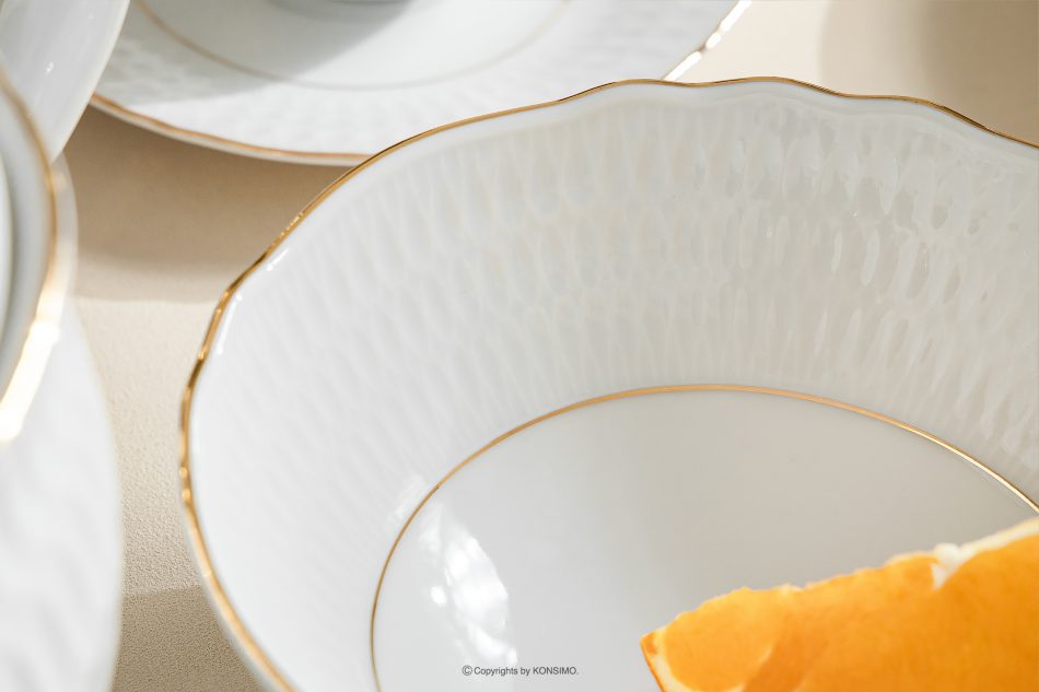 CMIELOW SOFIA Porcelánová šalátová misa biela biela/zlatá - obrázok 5