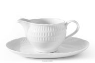 Nádoba na omáčku s tanierikom z bieleho porcelánu