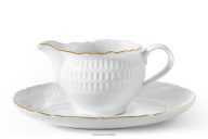 Nádoba na omáčku s tanierom z bieleho porcelánu