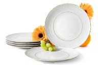 Porcelánový obedový tanier zlatá línia 6 ks.