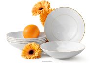 Hlboký tanier z porcelánu zlatá línia 6 ks.