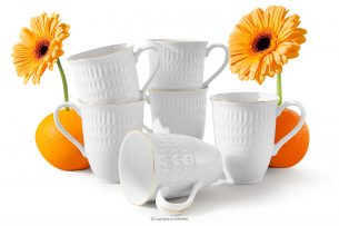 CMIELOW SOFIA, https://konsimo.sk/kolekcie/cmielow-sofia/ Porcelánový hrnček zlatá línia 6 ks. biela/zlatá - obrázok