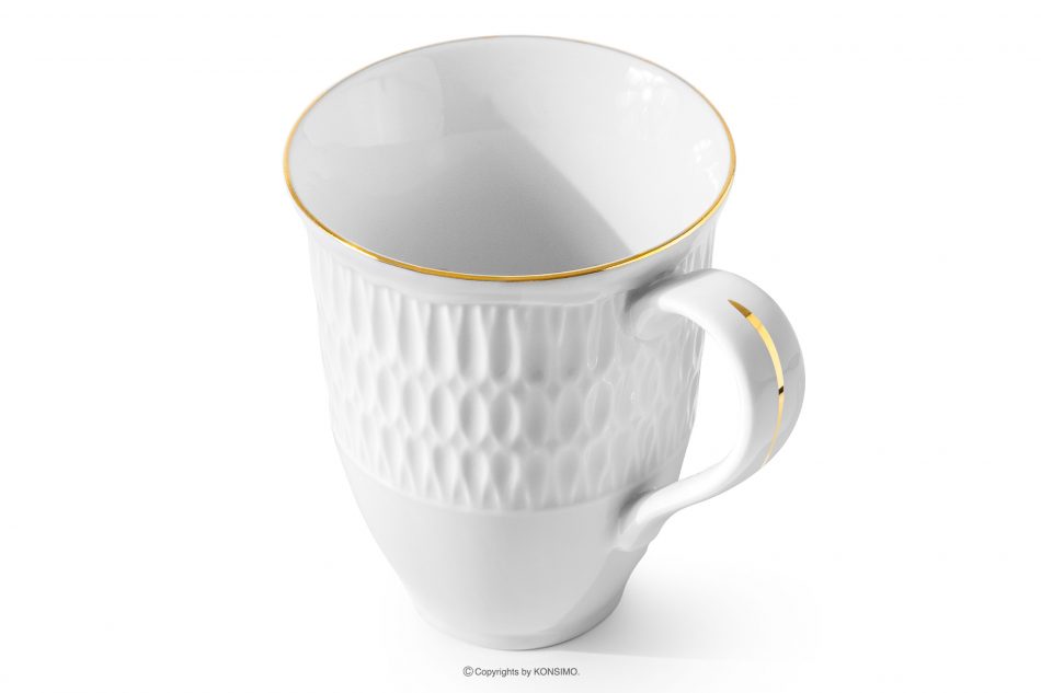 CMIELOW SOFIA Porcelánový hrnček zlatá línia 6 ks. biela/zlatá - obrázok 3