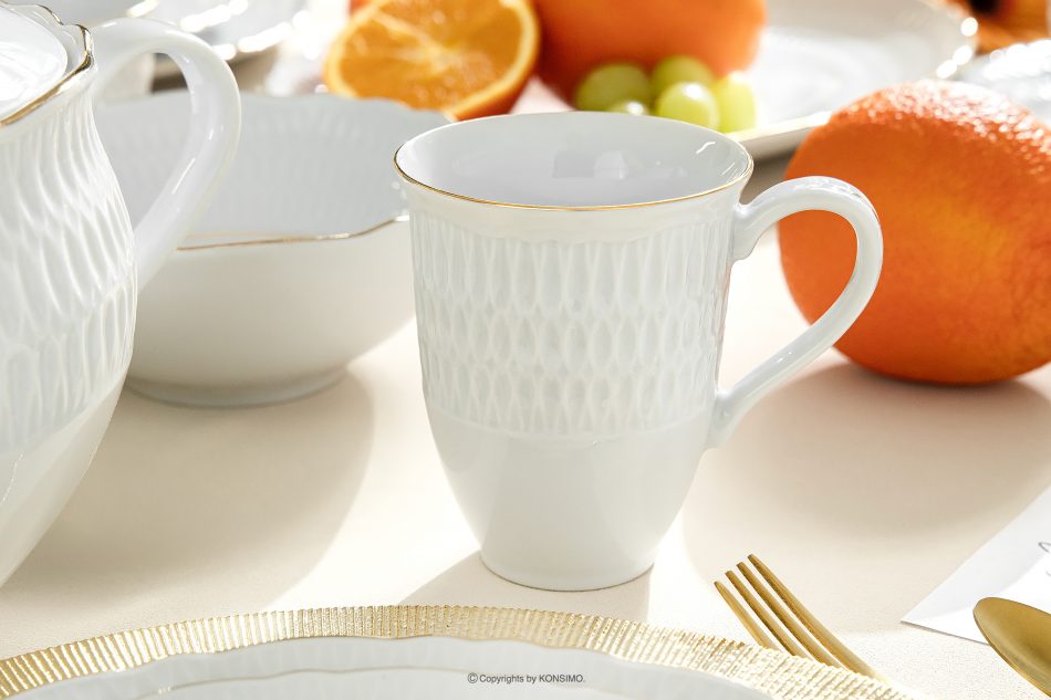 CMIELOW SOFIA Porcelánový hrnček zlatá línia 6 ks. biela/zlatá - obrázok 5