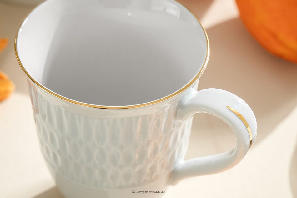 CMIELOW SOFIA Porcelánový hrnček zlatá línia 6 ks. biela/zlatá - obrázok 6