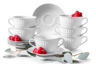 Porcelánová miska na polievku s tanierikom biela 6 ks.
