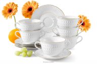Polievková miska s podšálkou porcelánová zlatá línia 6 ks.